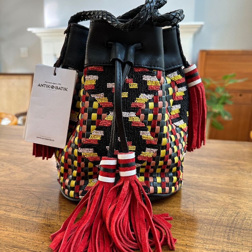 Antik Batik Zack Beaded Bucket Bag Purse NEW